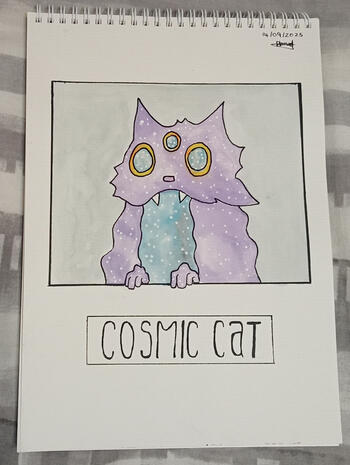purple 3 eyed cat.