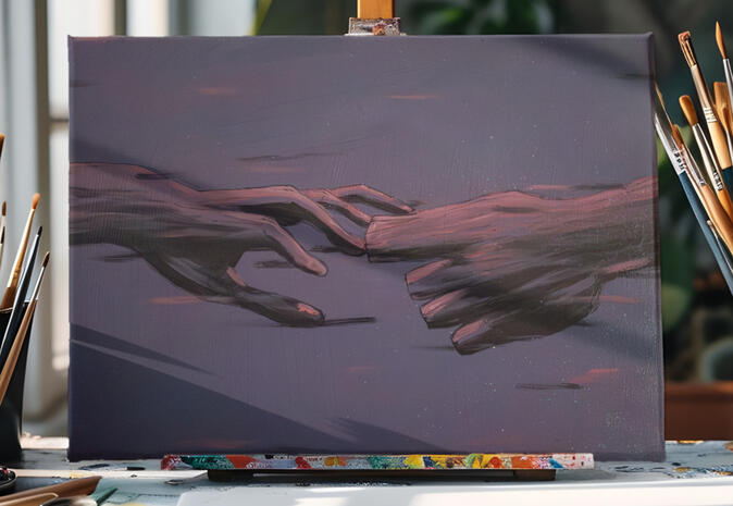 2 hands reaching for eachother.